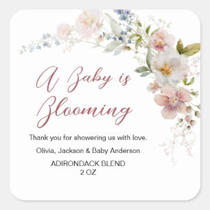 Wildflowers Baby in Bloom Elegant Modern Square Sticker