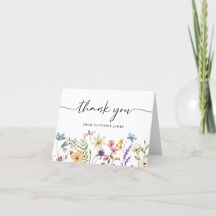 Wildflowers Baby in Bloom Floral Baby Shower Letterpress Thank You Card