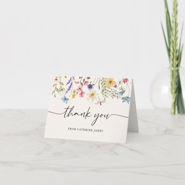 Wildflowers Baby in Bloom Floral Baby Shower Thank You Card (Front)