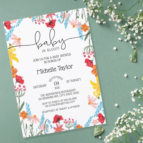 Wildflowers Baby in Bloom Floral Gender Neutral Invitation