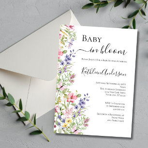 Wildflowers Baby In Bloom Pink Purple Baby Shower Invitation