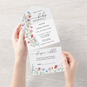 Wildflowers Baby Shower All In One Invitation