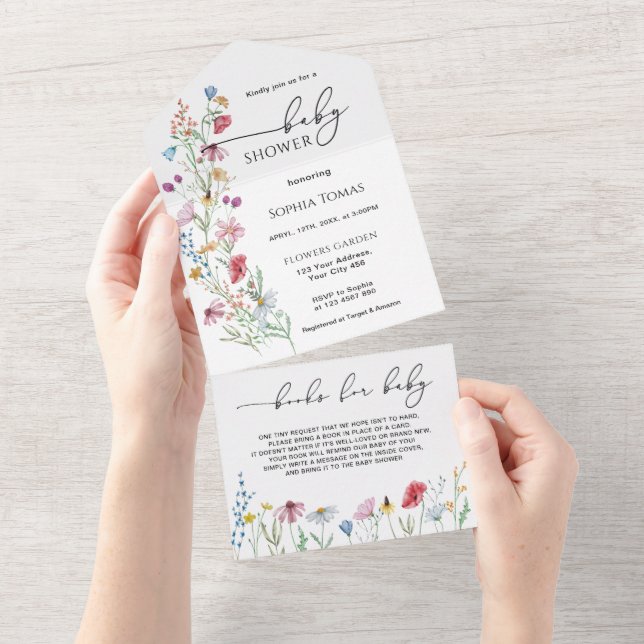 Wildflowers Baby Shower All In One Invitation (Tearaway)