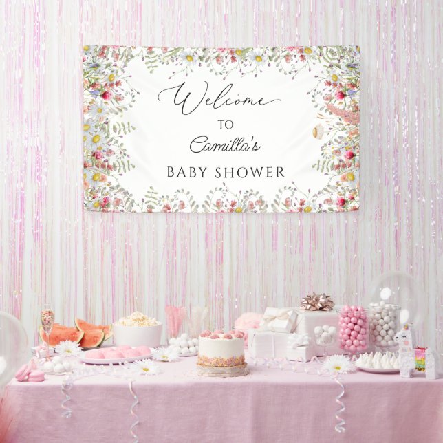 Wildflowers Baby Shower Backdrop Banner (Party)