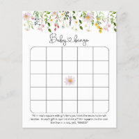 Wildflowers baby shower bingo game