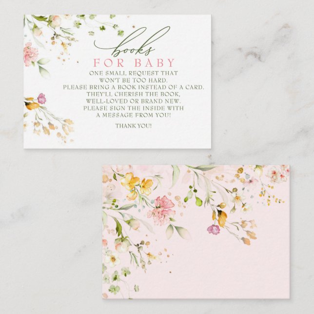 Wildflowers Baby Shower Books For Baby Request Enc Enclosure Card (Front/Back)
