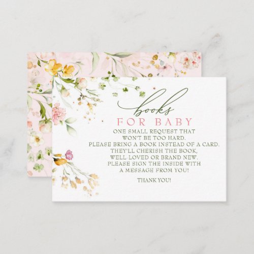 Wildflowers Baby Shower Books For Baby Request Enc Enclosure Card