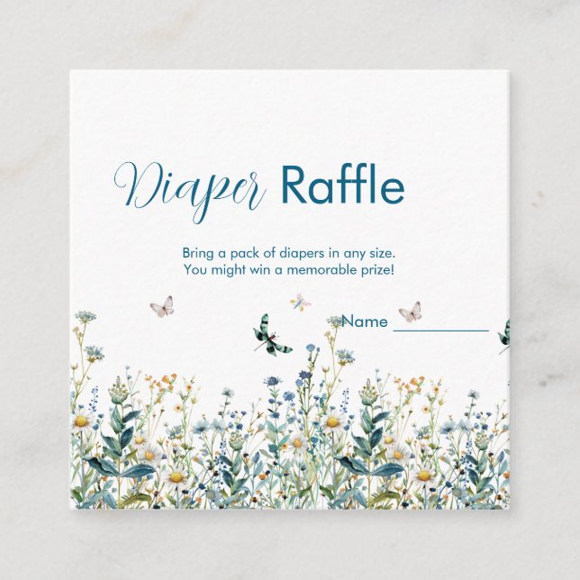 Wildflowers baby shower diaper raffle enclosure card (Front)