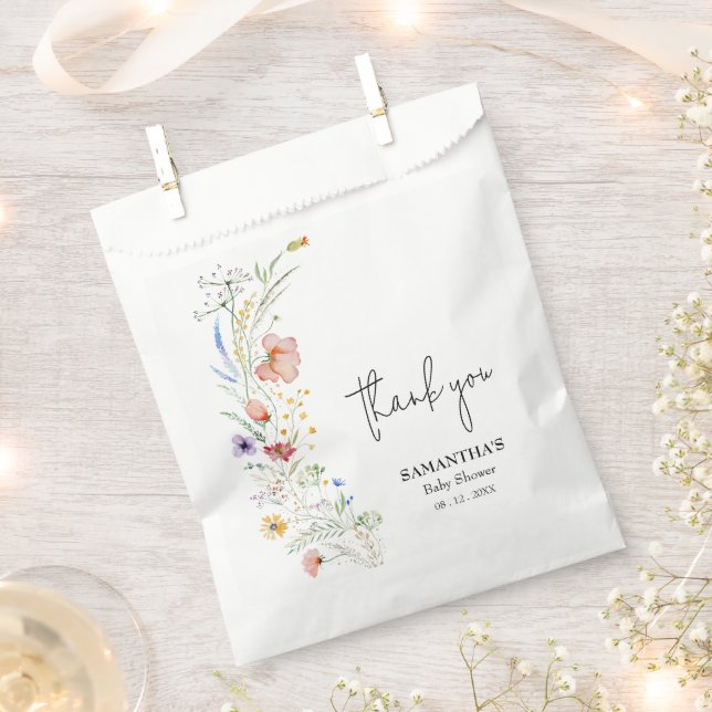 Wildflowers Baby Shower Favor Bag (Clipped)