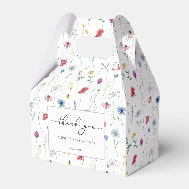Wildflowers Baby Shower Favor Boxes (Front Side)