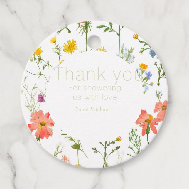 wildflowers Baby shower   Favor Tags (Front)