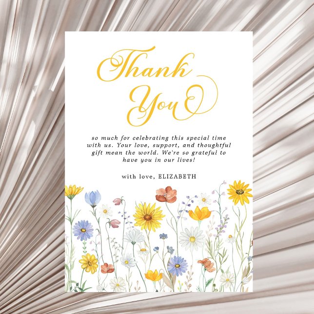 Wildflowers Baby Shower Floral Thank You Card (Creator Uploaded)