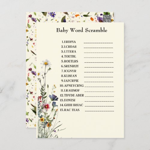  Wildflowers Baby Shower Game  Postcard