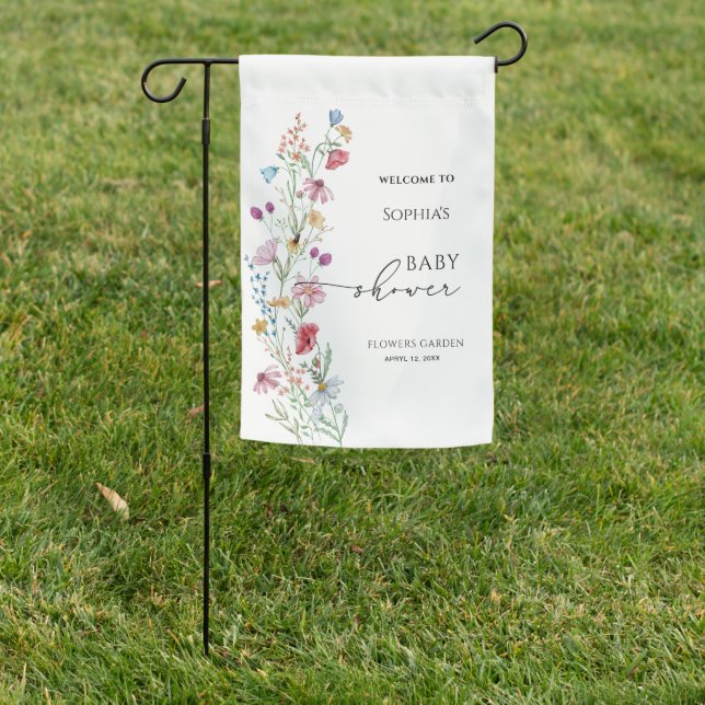 Wildflowers Baby Shower Garden Flag (In SItu)
