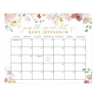 Wildflowers Baby Shower Guess Due Date Calendar