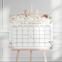 Wildflowers Baby Shower Guess Due Date Calendar Poster