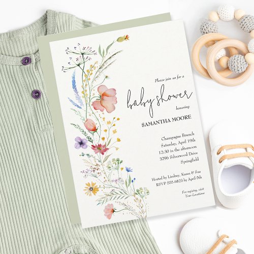 Wildflowers Baby Shower Invitation