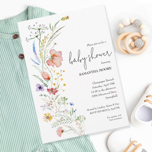 Wildflowers Baby Shower Invitation