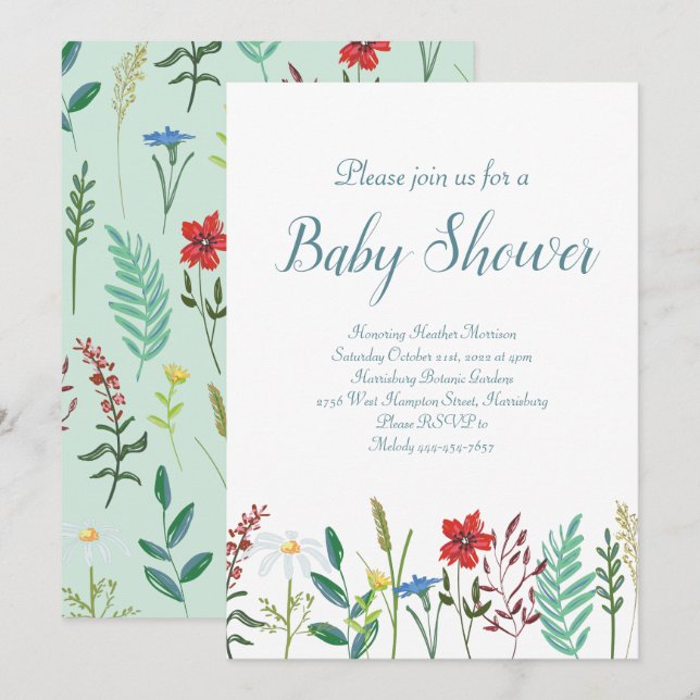 Wildflowers Baby Shower Invitation (Front/Back)