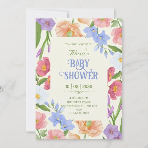 Wildflowers baby shower invitation