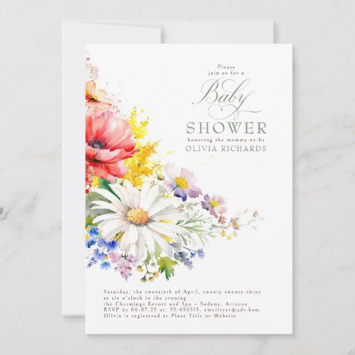 Wildflowers Baby Shower Invitation
