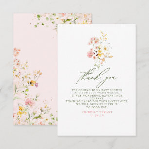 Wildflowers Baby Shower Little Thank You Card