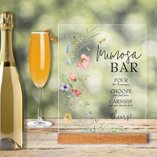 Wildflowers Baby Shower Mimosa Bar Acrylic Sign