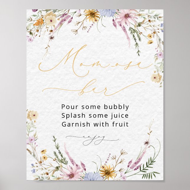 Wildflowers Baby Shower Mom-osa Bar Poster (Front)
