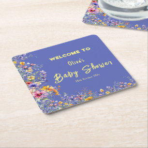 Wildflowers Baby Shower Paper Coaster