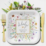 Wildflowers Baby Shower Paper Plates<br><div class="desc">Stylish "oh,  baby!" baby shower square paper plates feature an elegant watercolor wildflower border and your details in chic lettering. MATCHING items in our collection.</div>