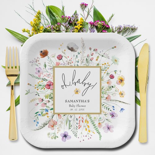 Wildflowers Baby Shower Paper Plates