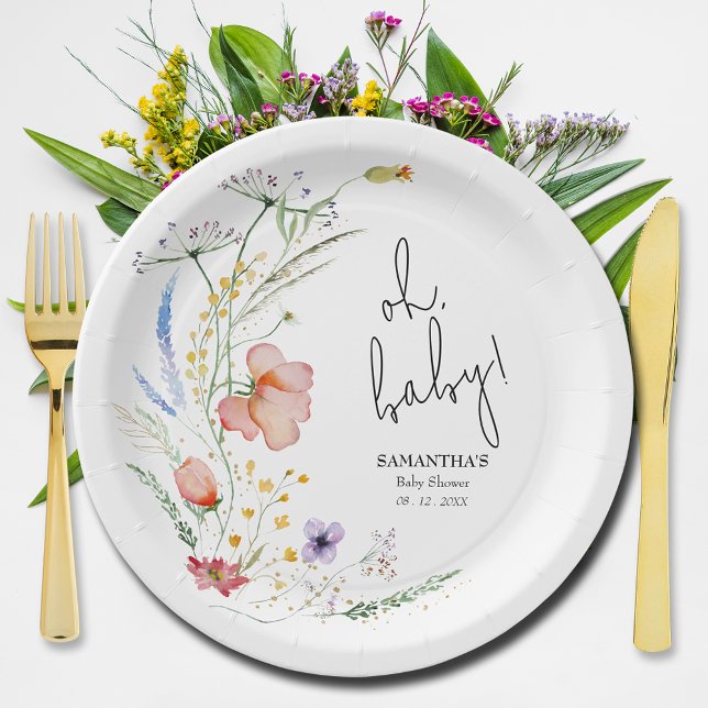 Wildflowers Baby Shower Paper Plates (Oh, Baby! Wildflowers Baby Shower Paper Plates)