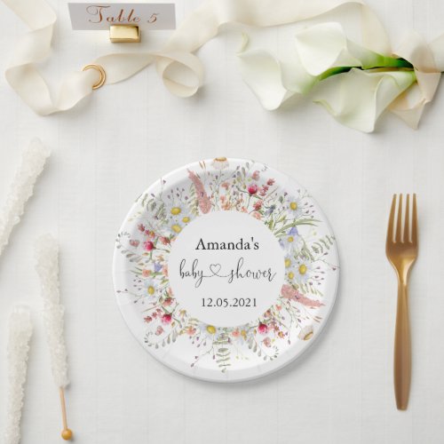 Wildflowers Baby Shower Paper Plates