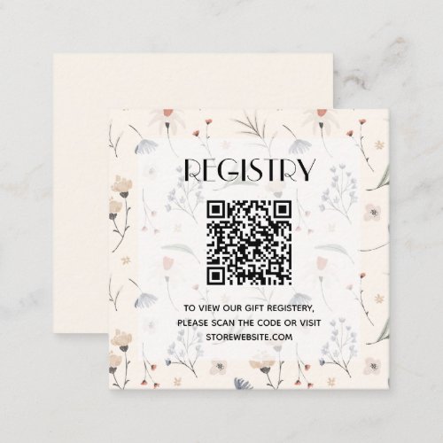 Wildflowers Baby Shower Registry QR Code Enclosure Card