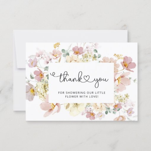 Wildflowers baby shower thank you card | Zazzle