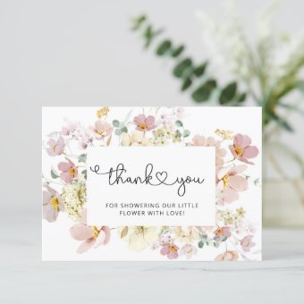 Wildflowers baby shower thank you card | Zazzle