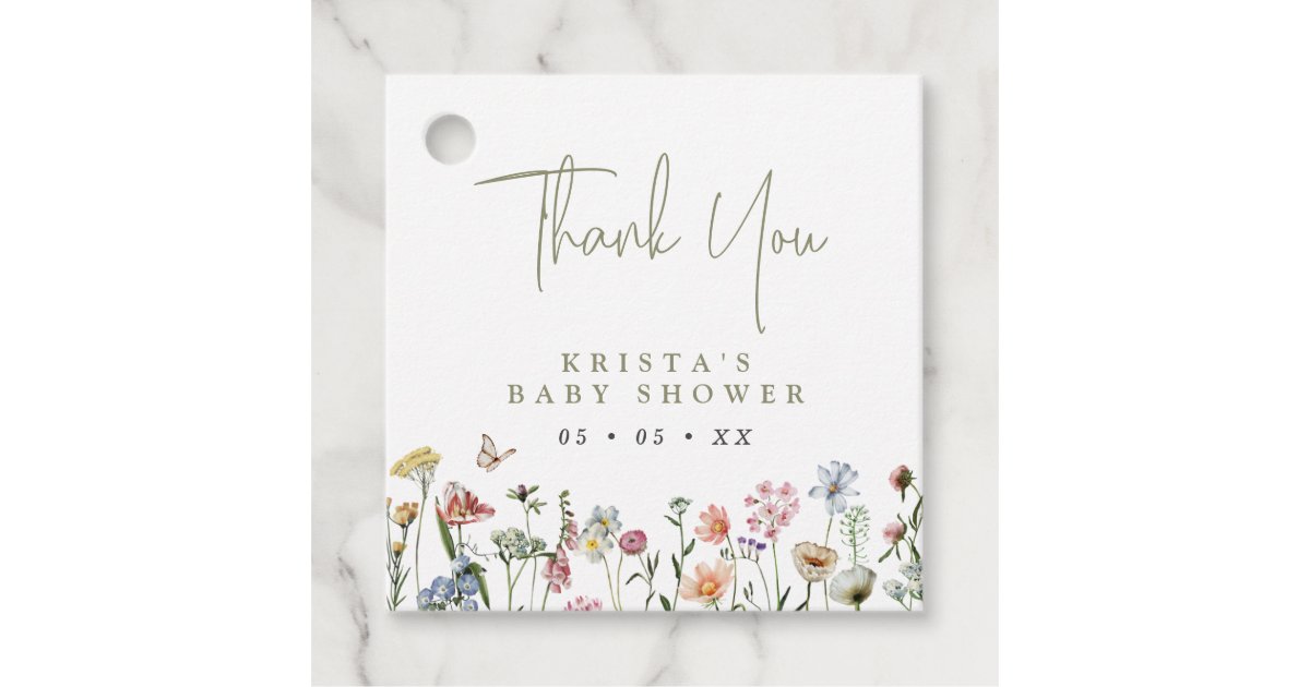 Wildflowers Baby Shower Thank You Favor Tags | Zazzle