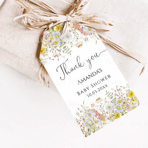 Wildflowers Baby Shower Thank You Gift Tags