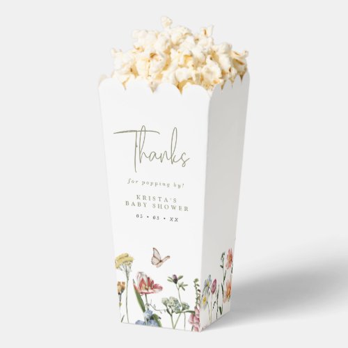 Wildflowers Baby Shower Thank You Popcorn Favor Boxes