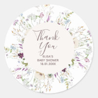 Wildflowers Baby Shower Thank You Sticker