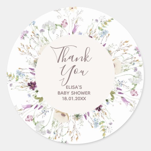 Wildflowers Baby Shower Thank You Sticker