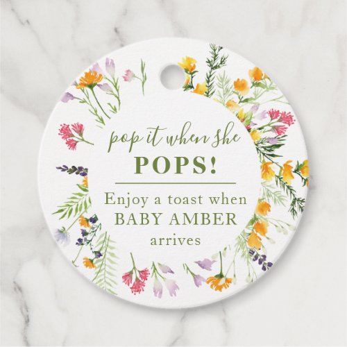 Wildflowers Baby Shower toast Favor Tags