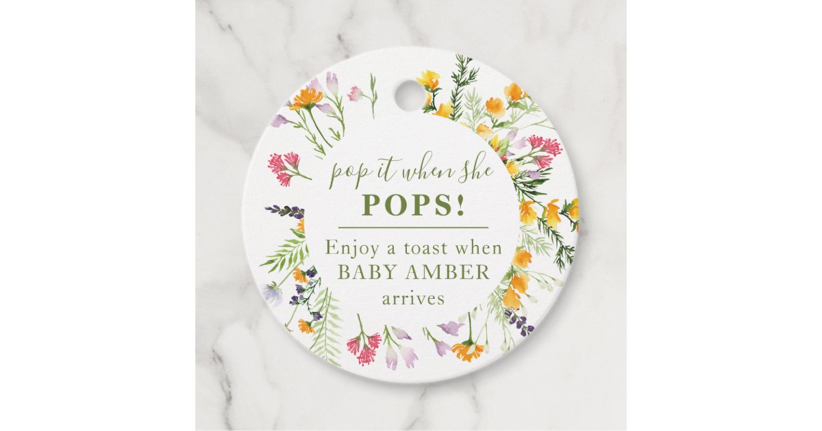 Wildflowers Baby Shower toast Favor Tags Zazzle