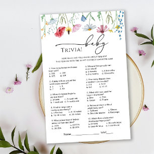Wildflowers Baby Shower Trivia Game