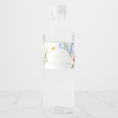 wildflowers Baby shower   Water Bottle Label