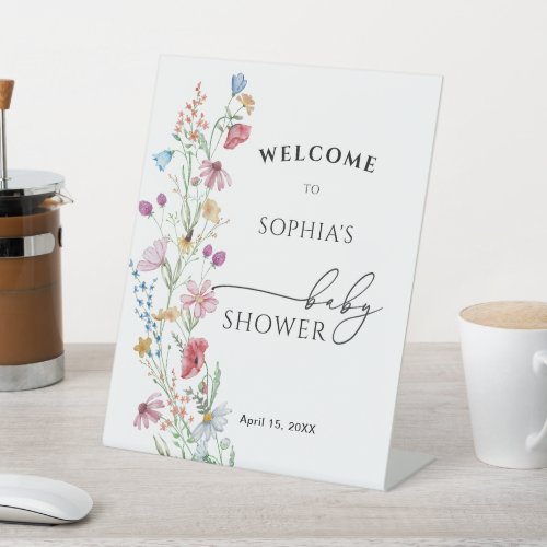 Wildflowers Baby Shower Welcome  Pedestal Sign