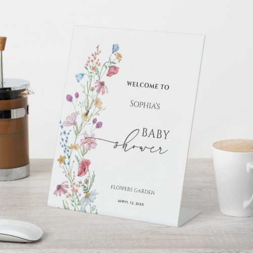 Wildflowers Baby Shower Welcome Pedestal Sign