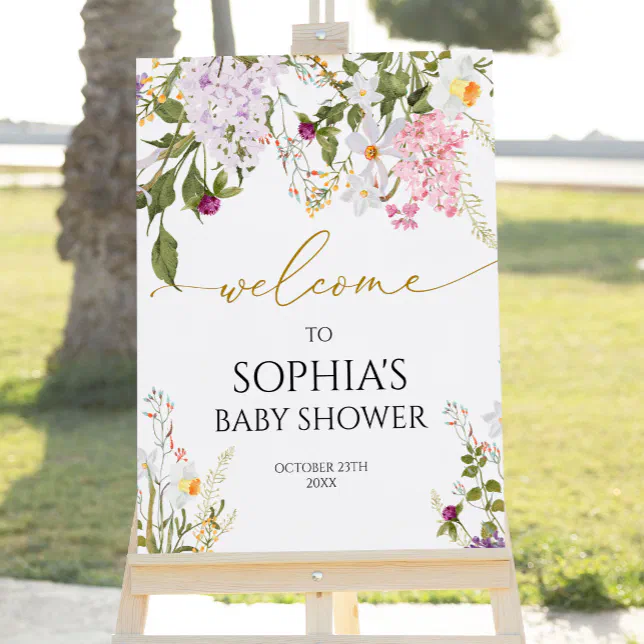 Wildflowers Baby Shower Welcome Sign | Zazzle