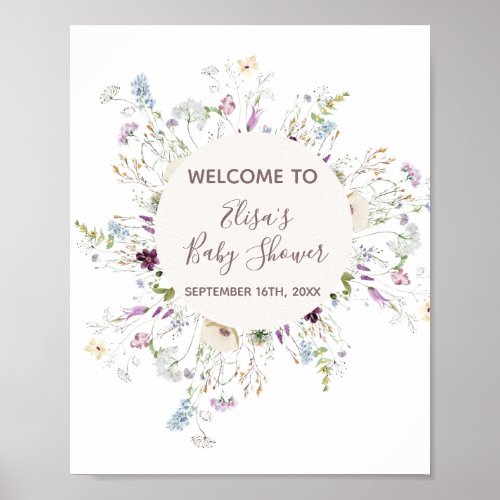WildFlowers Baby Shower Welcome Sign