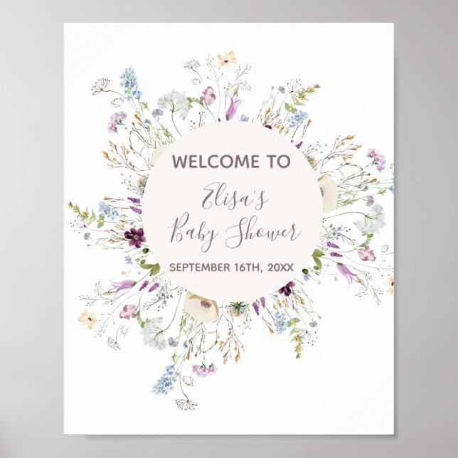 WildFlowers Baby Shower Welcome Sign (Front)